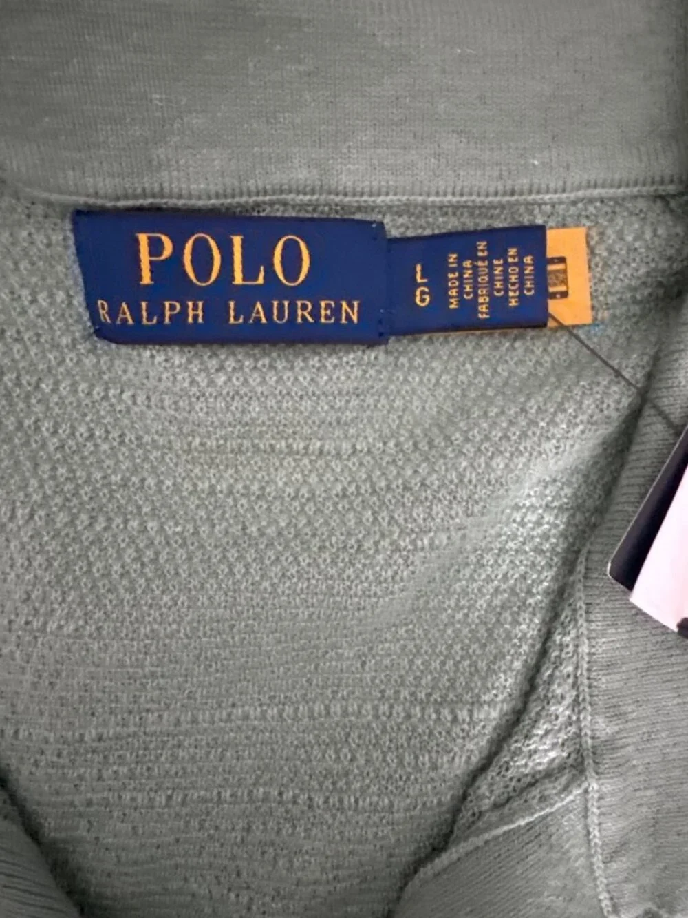 NWT Polo Ralph Lauren Cotton Linen Johnny Collar Sweater Faded Mint Size Large